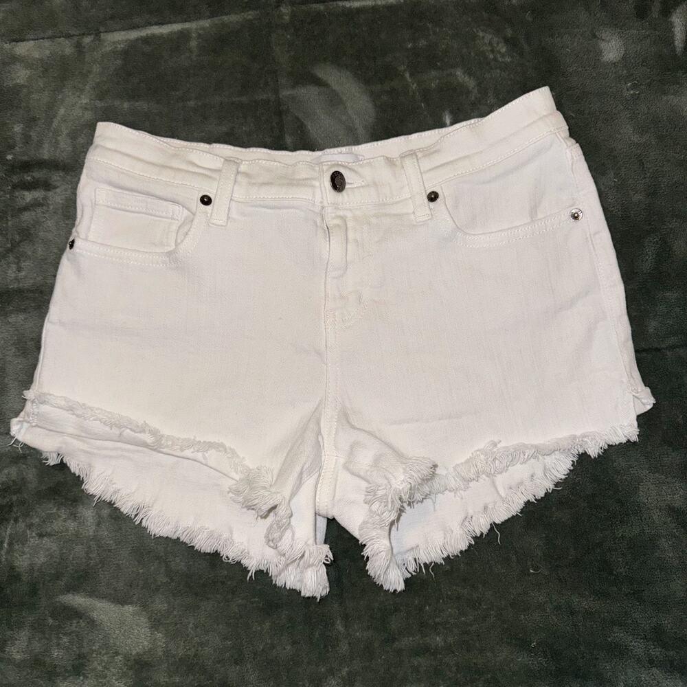 Pistola Cut-Off Shorts Women's 28 White Denim Cotton Stretch Raw Hem Casual Wear